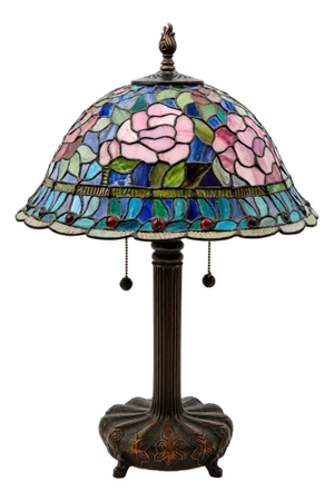 1980s Dale Tiffany Inc Stained Leaded Glass Lamp