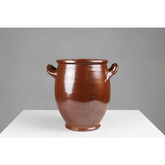 Rustic Large Glazed Brown Ceramic Pot, Belgium, 1800s For Sale - Image 3 of 12