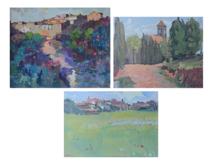 Unknown, Color Compositions, 1970s, Oil Paintings, Framed, Set of 3