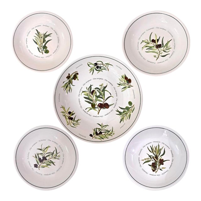 Mediterranean Williams Sonoma Olea Europaea Botanical Olive Serving Bowl Set - 5 Pieces For Sale