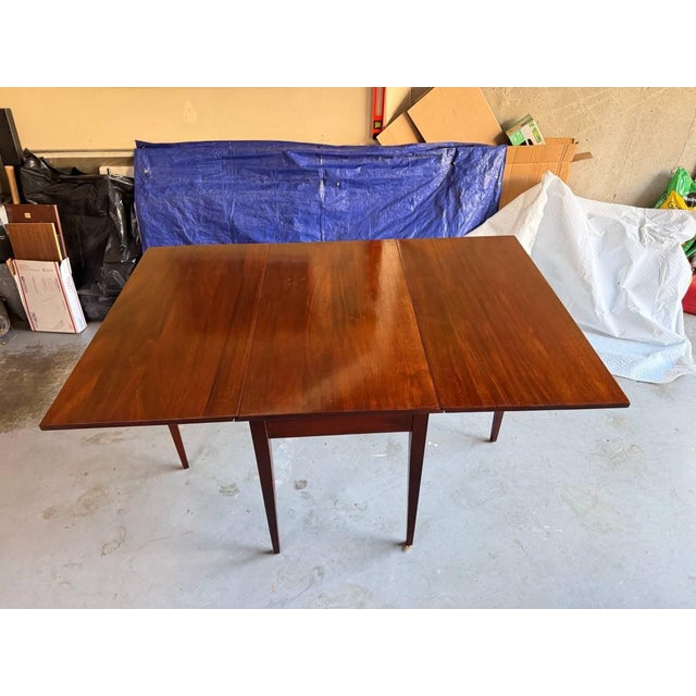 Wood Vintage Federal Style Solid Wood Drop Leaf Dining Table For Sale - Image 7 of 18