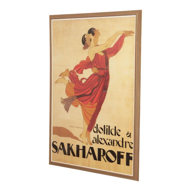 Art Deco Style Clotilde & Alexandre Sakharoff Large Framed Poster For Sale