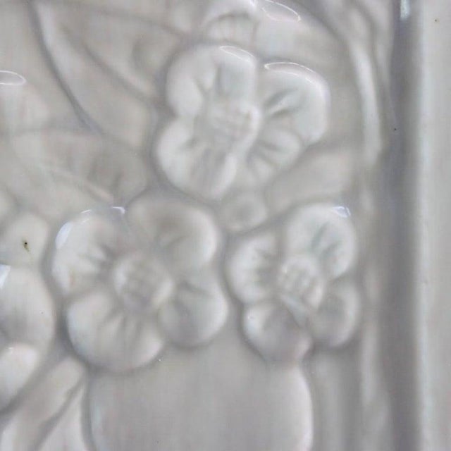 Mid-Century Modern California West Coast Pottery Embossed Bird & Sunrise Pottery Pillow Vase C1950 For Sale - Image 3 of 10
