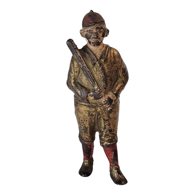 1920s Early Baseball Iron Sculpture Bank For Sale
