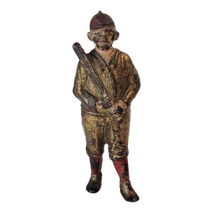 1920s Early Baseball Iron Sculpture Bank