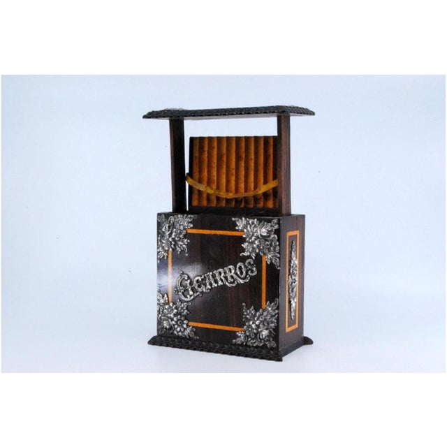 Tobacco Box with Trembling Rosewood Strips and Silver Applications For Sale - Image 6 of 10
