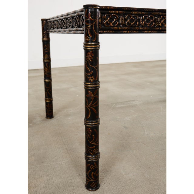 Dennis & Leen Regency Style Lacquer Chinoiserie Decorated Desk For Sale - Image 13 of 17