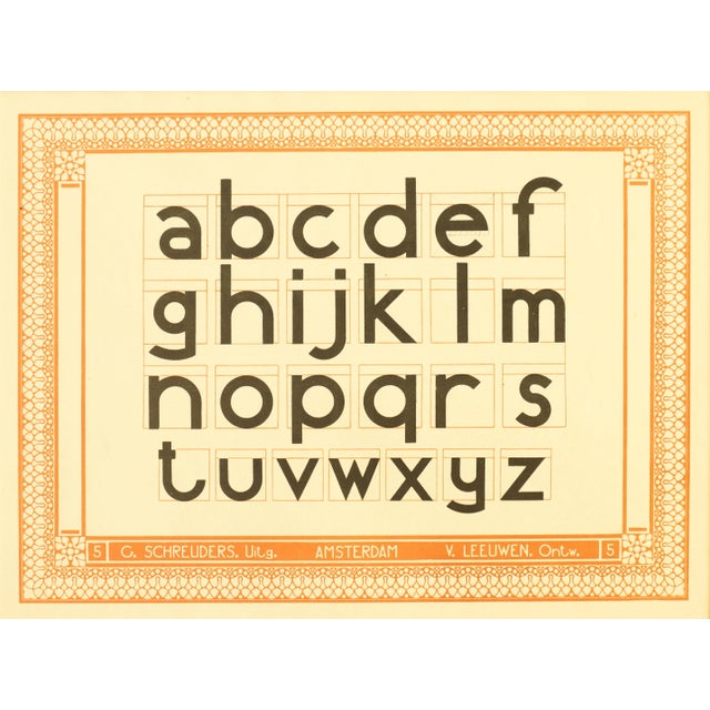 Art Nouveau 1907 Dutch Letterpress Sheet, Matted (Abcdef Ghijklm Npqrst Uvwxyz) For Sale - Image 3 of 3