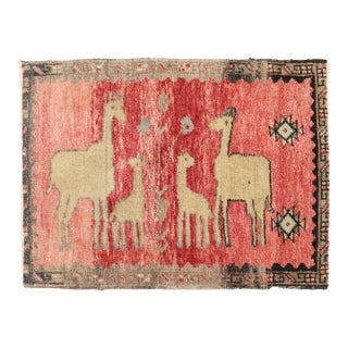 Mid 20th Century Llama Goat Mini Turkish Anatolian Rug - 2'3" x 3' For Sale
