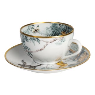 Teacups and Saucer Carnets Déquateur from Hermès, 1920s, Set of 4 For Sale