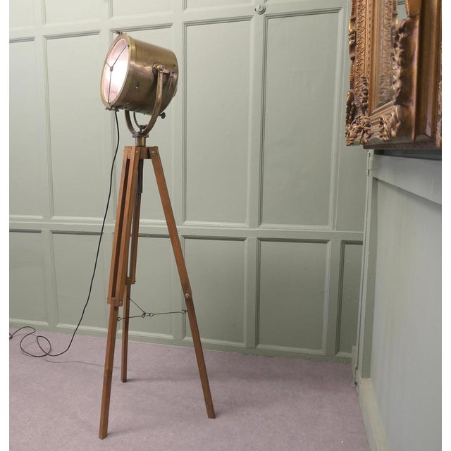 Vintage Nautical Search Lights or Floor lamp The Lamp is Large and set on a wooden tripod, it is fully tilting and...