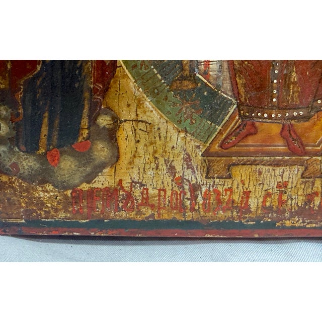 Wood Antique 1800's Russian Orthodox Icon Sophia, the Holy Wisdom of God Oil Painting For Sale - Image 7 of 15