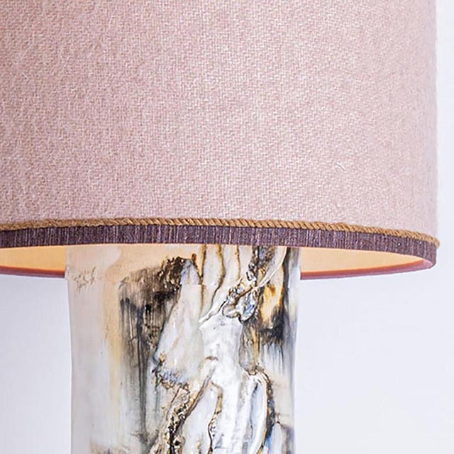 Beautiful floor table lamps by Jeppe Hagendorn, Denmark 1960s. This stunning lamp has a ceramic base with earthy and grey...