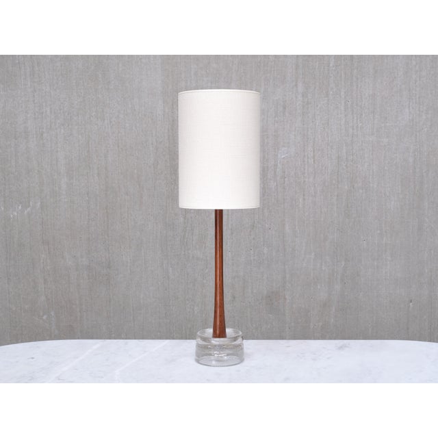 Mid-Century Modern Table Lamp in Wood and Glass from Tranås Stilarmatur, Sweden, 1960s For Sale - Image 3 of 11