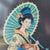 Vintage Geisha Painted on Black Felt in Matching Frames 1950s - Set of 2 For Sale - Image 6 of 12