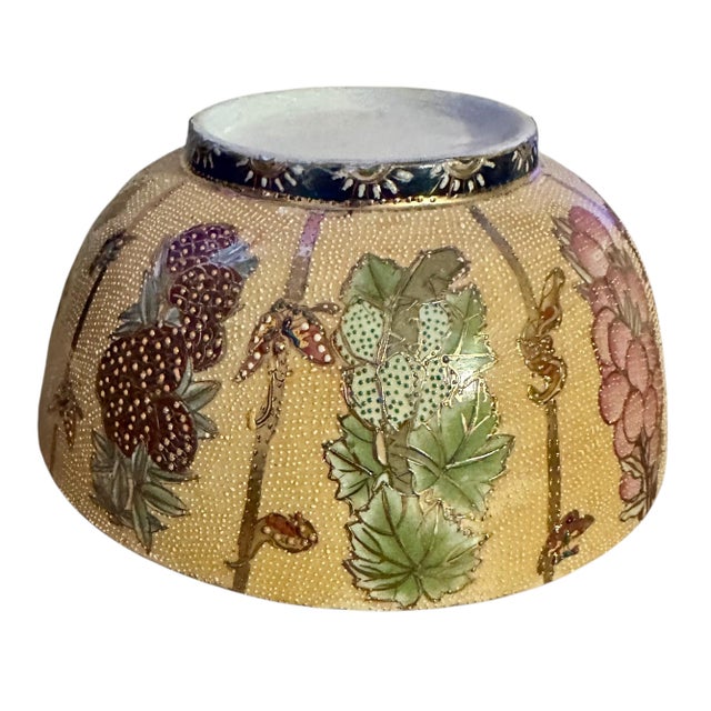 Vintage Oriental Moriage Rose and Fruit Porcelain Bowl For Sale - Image 10 of 12
