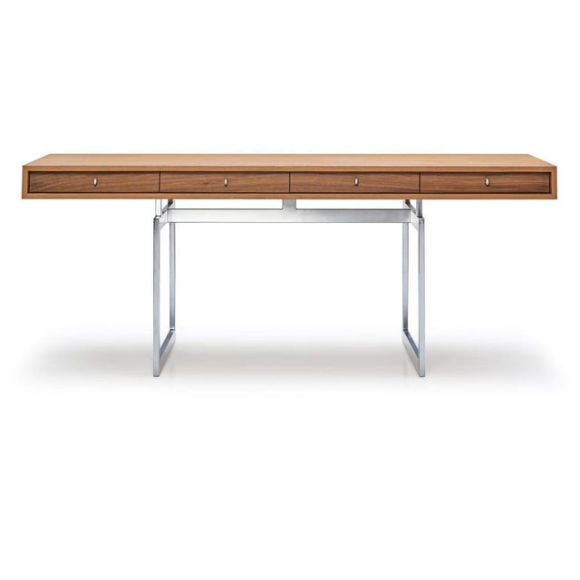 Office Desk in Walnut Wood And Stainless Steel Frame by Bodil Kjaer for Karakter Coveted by renowned modernist architects...