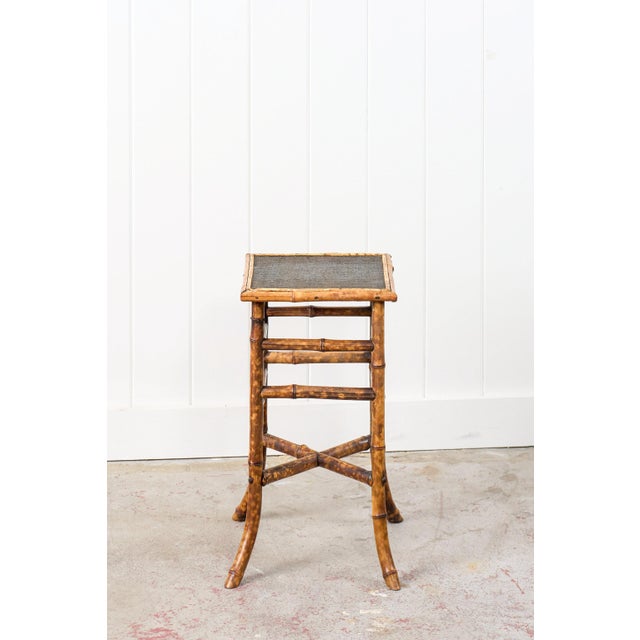 English 19th Century Tortoise Bamboo Side Table With Black Top For Sale - Image 3 of 8