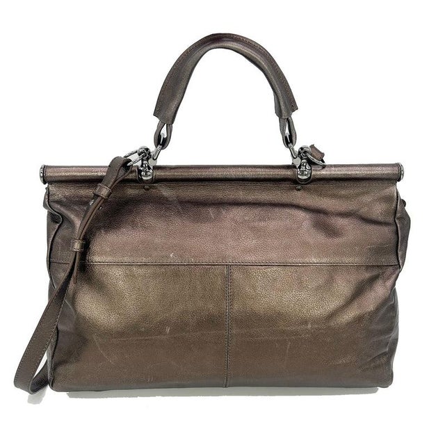 Mid 20th Century Roberto Cavali Metallic Bronze Leather Diva Bag For Sale - Image 4 of 11