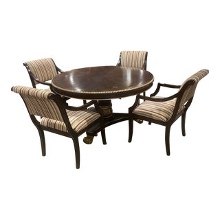 Mid 20th Century J. Alexander Round Dining Table with 4 Chairs - Set of 5 For Sale
