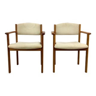 Scandinavian Modern Teak Office Armchairs- Pair For Sale