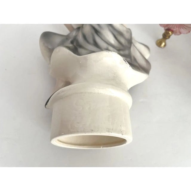 Pink 1950s Figural Planter Lamp & Original Shade For Sale - Image 8 of 13