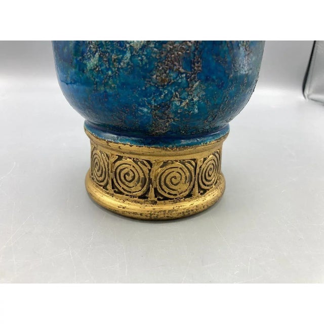 1950s Vintage Bitossi Cinese Chinese Blue Vase Aldo Londi for Rosenthal Netter Signed For Sale - Image 5 of 10