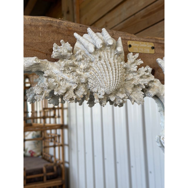1990s Vintage Coastal Faux Bois Coral and Shell Wall Mirror by Mark Roberts For Sale - Image 5 of 11
