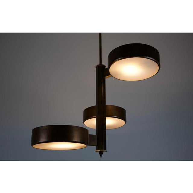1960s Mid-Century Brass and Glass Ceiling Lamp by Stilnovo, Italy, 1960s For Sale - Image 5 of 12