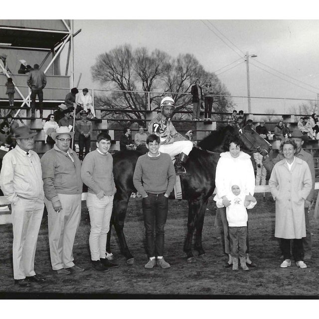965 black and white photograph of Air Freight in the winner's circle at Marble Downs in Carthage, Missouri. African...