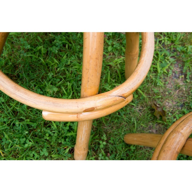 Paul Frankl Mid-Century Modern Rattan Swivel Stools - Set of 3 For Sale - Image 4 of 12