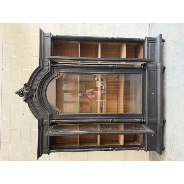 Large Napoleon III Bookcase in Wood and Glass For Sale - Image 4 of 11