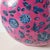 Ceramic Pink Moon Flask Shaped Vase with Blue Floral Motifs For Sale - Image 7 of 7