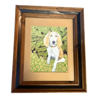 Contemporary Hound Dog in the Ferns Print by Judy Henn For Sale
