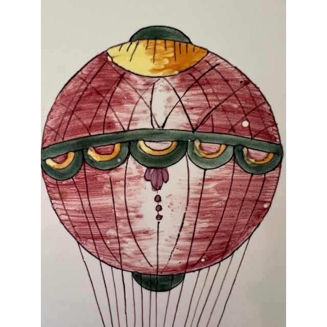 1990s French Country Pierre Deux Hot Air Balloon Handpainted Platter by Segries Moushers For Sale In Washington DC - Image 6 of 18