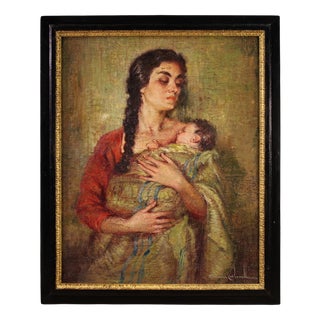 Spanish Artist, Maternity, 20th Century, Oil Painting For Sale