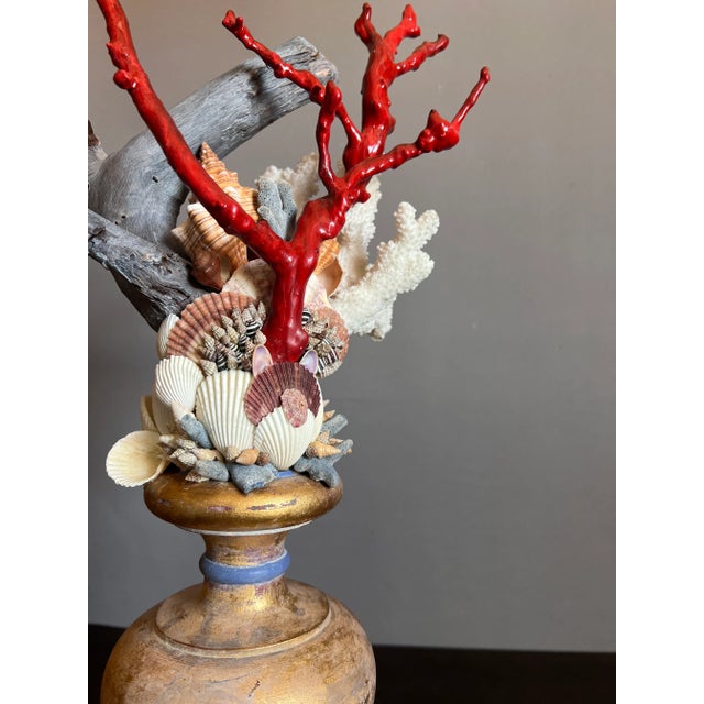 Baroque Vintage Italian Grotto St Giltwood Faux Red Coral and Driftwood Table Article For Sale - Image 3 of 11