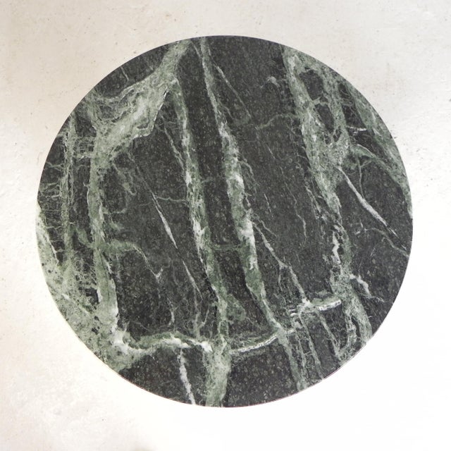 Antique Round Mahogany Side Table with Green Veined Marble Top, 1890s For Sale - Image 6 of 18