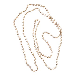 Freshwater, Pearl Hand Tied Beaded Necklace. 60” Long For Sale