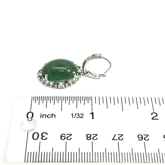 Green Garnet Tsavorite & Diamond Earrings 14k WG 22.44 TCW Certified For Sale - Image 8 of 13