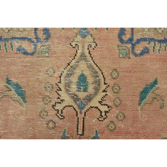 Pink Tabriz Rug 4'9'' X 8'5'' Pink Wool Vintage Distressed Hand-Knotted Carpet For Sale - Image 8 of 14