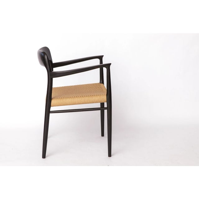 Mid-Century Danish Black Model 56 Armchair with Woven Seat by Niels Otto (N. O.) Møller for J. L. Møllers, 1960s For Sale - Image 4 of 10