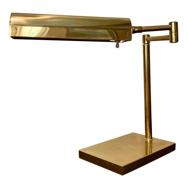 Vintage Brass Extendable Arm Pharmacy Desk Lamp For Sale