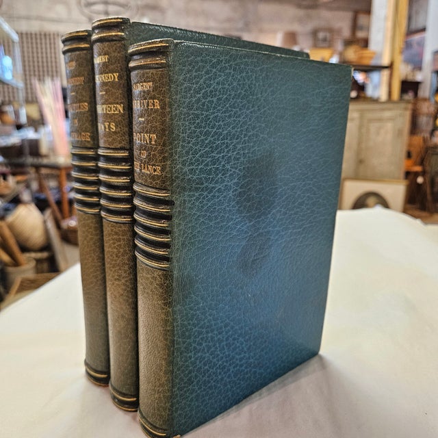 Blue Set of Three 1960s Leathrrbound Volumes by Kennedy Family Membeily For Sale - Image 8 of 8