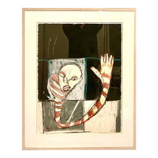 Michael Hafftka Figurative Neo Expressionist Oil Pastel Painting The Wave, 1984-1985 For Sale