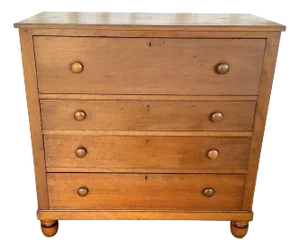Antique Mid-1800s Handcrafted Walnut Chest of Drawers