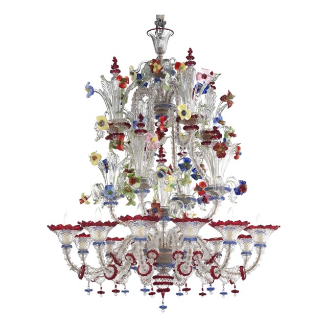 Venetian Imperial Floral Cà Rezzonico Murano Glass Chandelier by Simoeng For Sale