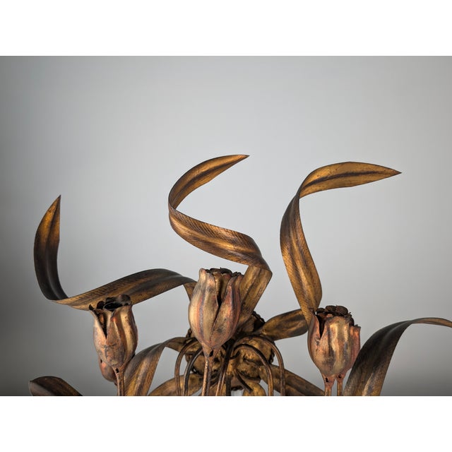 1960s Large Golden Tulip Wall Sconce, 1960s For Sale - Image 5 of 8