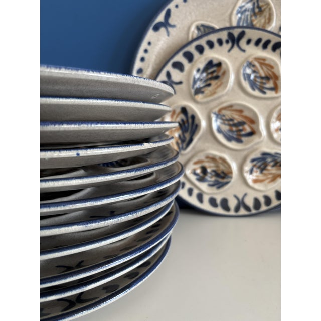 Vintage Ceramic Oyster Plates, France, Set of 6 For Sale - Image 4 of 6