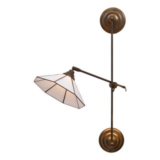 Tiffany Adjustable Brass Wall Lamp, 1960s For Sale
